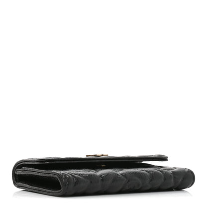 Chanel Caviar Camellia Embossed Card Holder Wallet Black 3 of 8