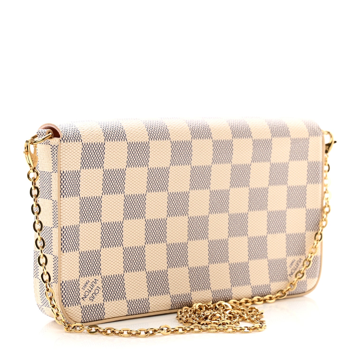 Louis Vuitton Damier Azur Pochette Felicie Chain Wallet Rose Ballerine 4 of 9