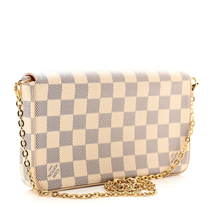 Louis Vuitton Damier Azur Pochette Felicie Chain Wallet Rose Ballerine 4 of 9