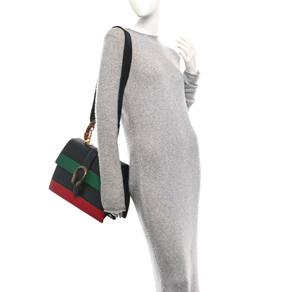 Gucci Calfskin Bamboo Web Large Dionysus Top Handle Bag Black Bright Evergreen Hibiscus Red 2 of 10