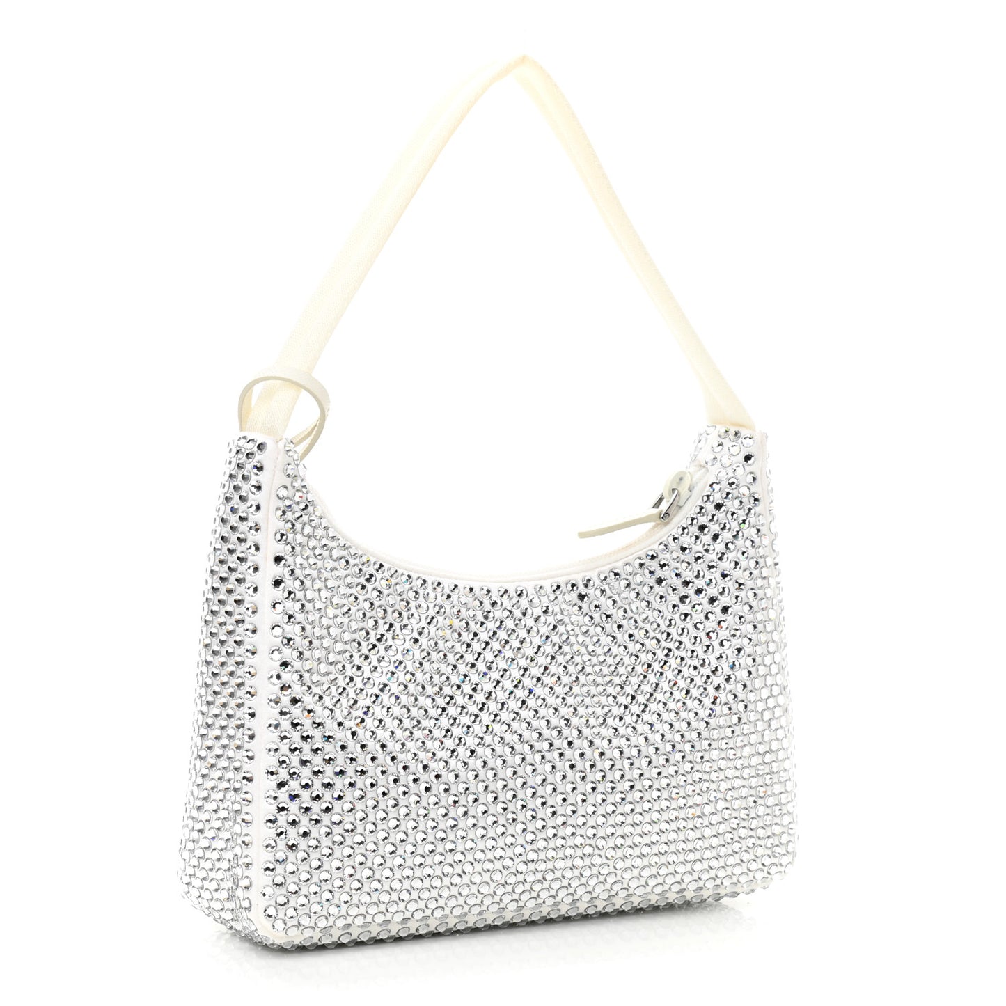Satin Crystal Mini Re-Edition 2000 Bag White