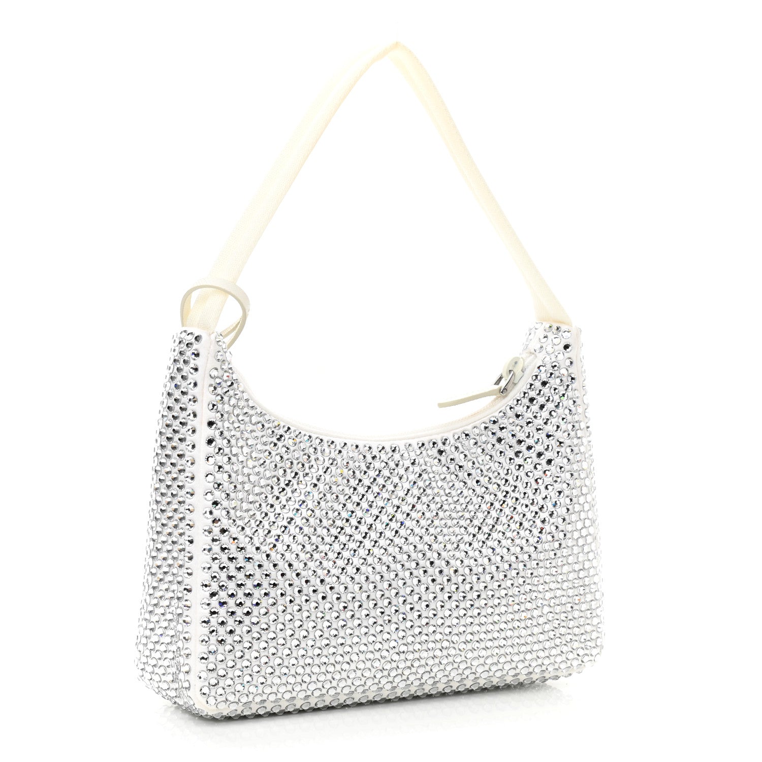 Prada Satin Crystal Mini Re-Edition 2000 Bag White 3 of 9