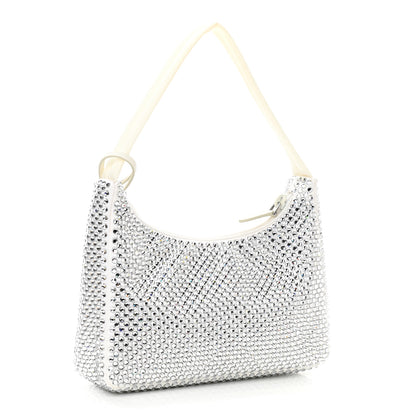 Prada Satin Crystal Mini Re-Edition 2000 Bag White 3 of 9