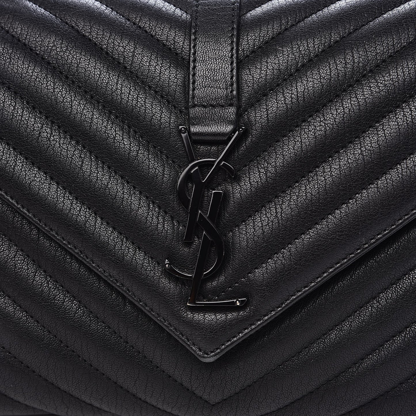 Sheepskin Matelasse Chevron Monogram Medium College Bag Black