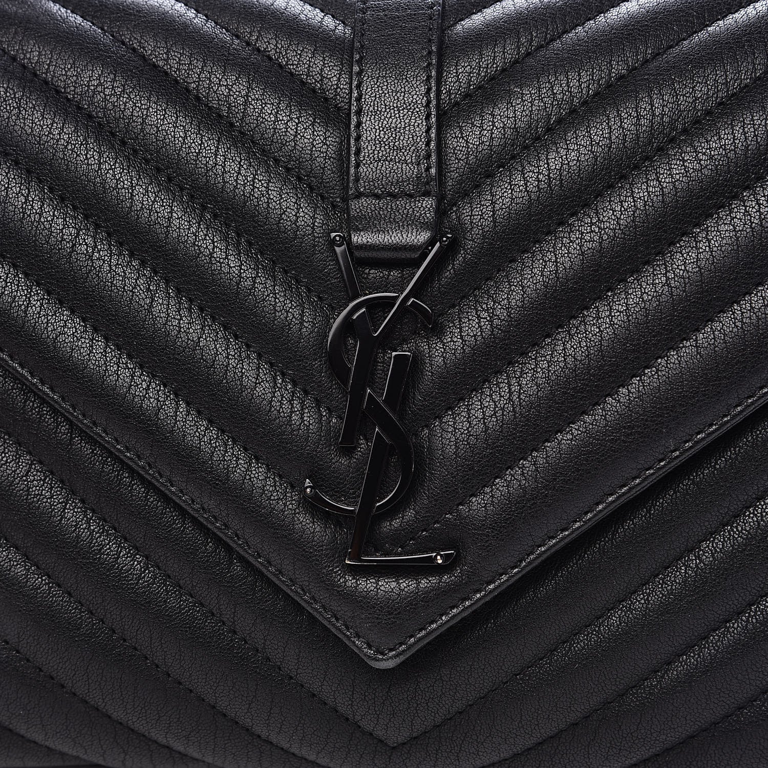 Saint Laurent Sheepskin Matelasse Chevron Monogram Medium College Bag Black 10 of 12