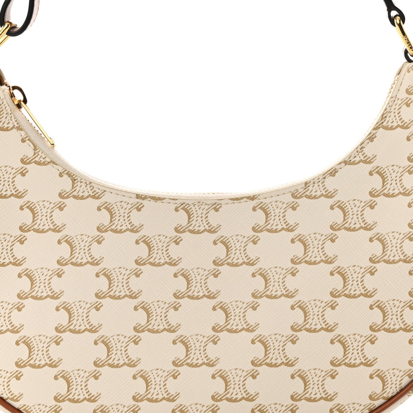 Canvas Calfskin Ava Triomphe Shoulder Bag White