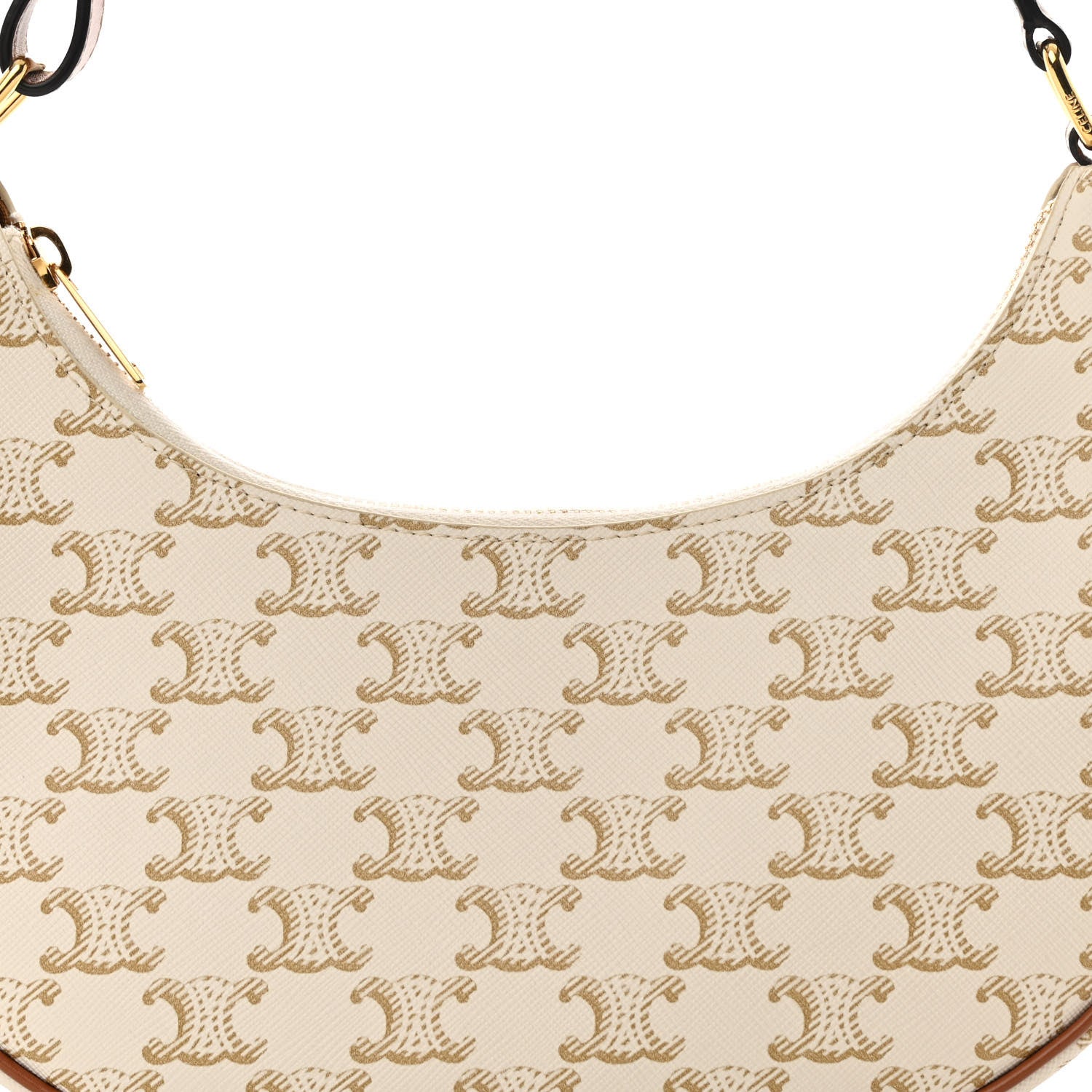 Celine Canvas Calfskin Ava Triomphe Shoulder Bag White 9 of 12