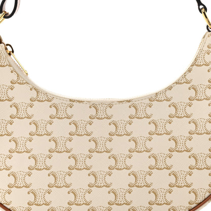 Celine Canvas Calfskin Ava Triomphe Shoulder Bag White 9 of 12
