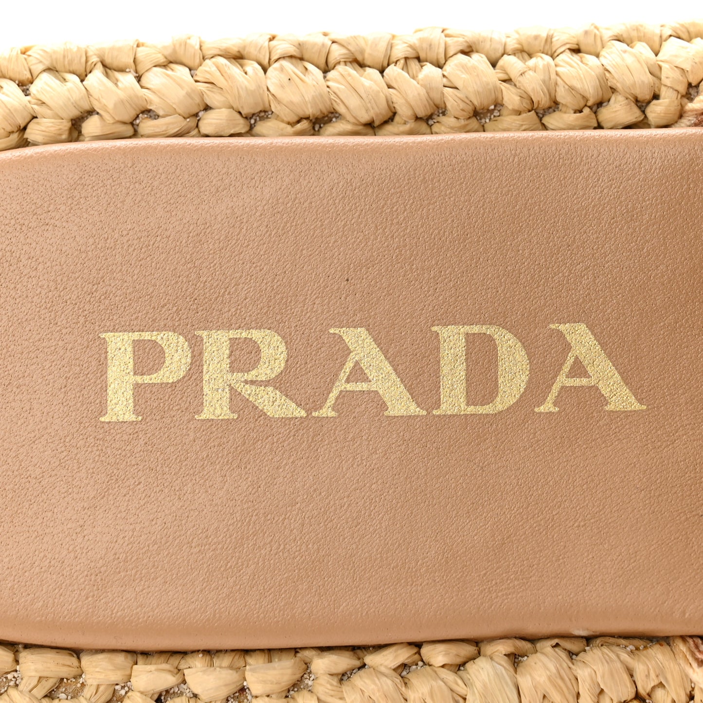 Raffia Metal Triangle Logo Woven Flatform 35mm Slide Sandals 36 Naturale