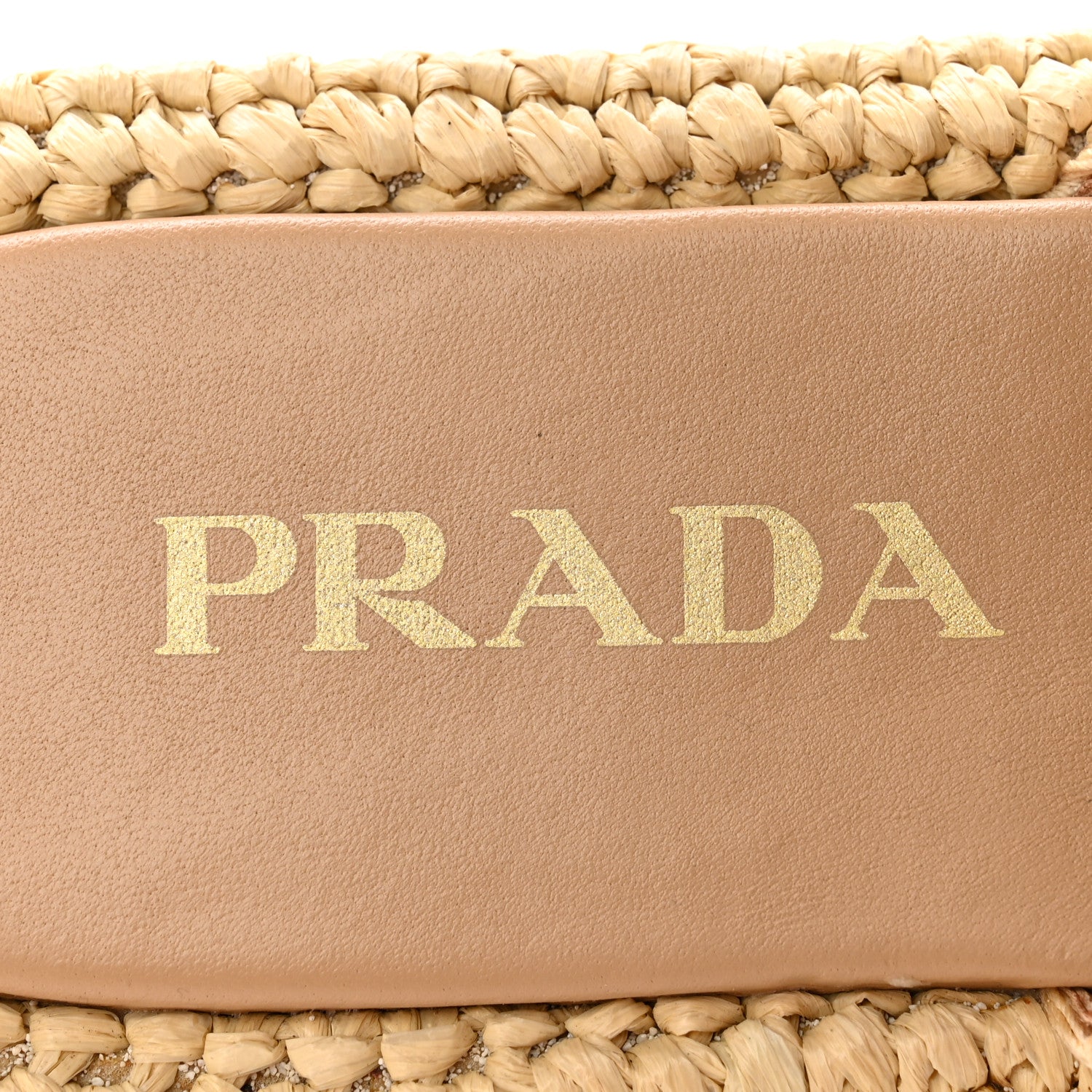 Prada Raffia Metal Triangle Logo Woven Flatform 35mm Slide Sandals 36 Naturale 7 of 10