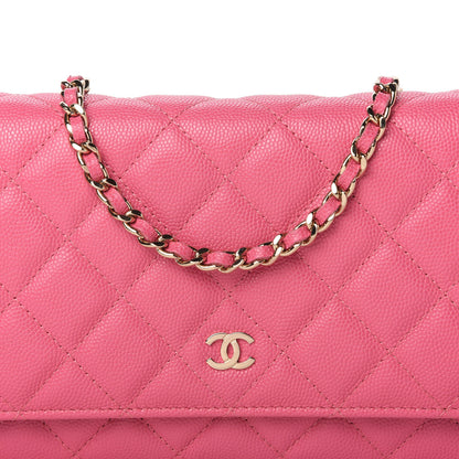 Chanel Caviar Quilted Wallet on Chain WOC Pink 11 of 12
