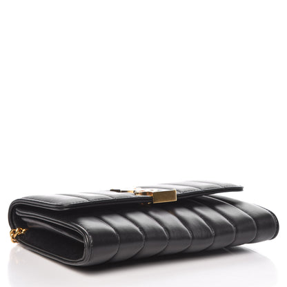 Saint Laurent Lambskin Matelasse Monogram Vicky Chain Wallet Black 4 of 13