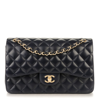 Chanel Lambskin Jumbo Double Flap Navy Blue 1 of 7