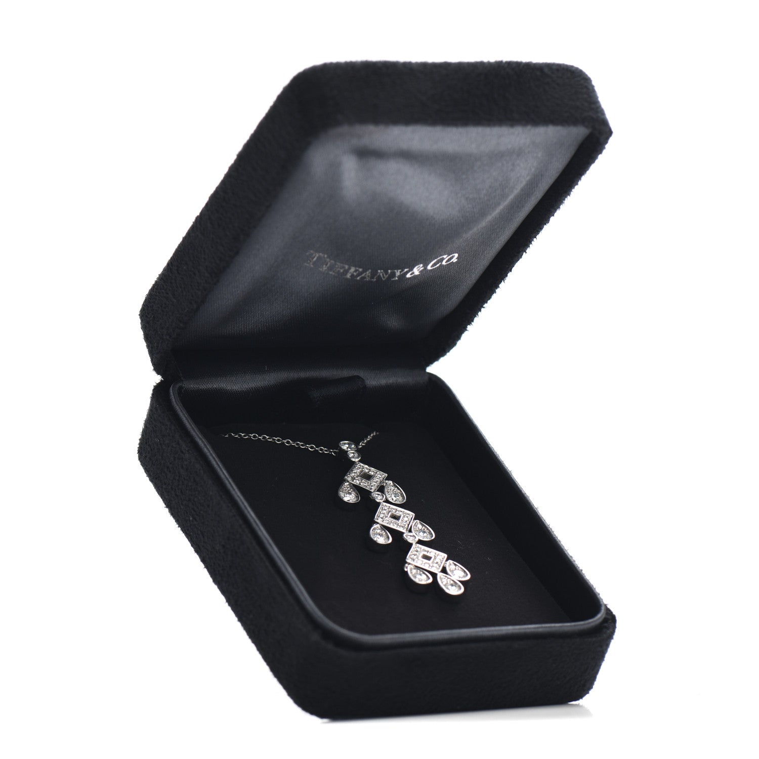 Tiffany Platinum Diamond Jazz Pagoda Pendant Necklace 5 of 5