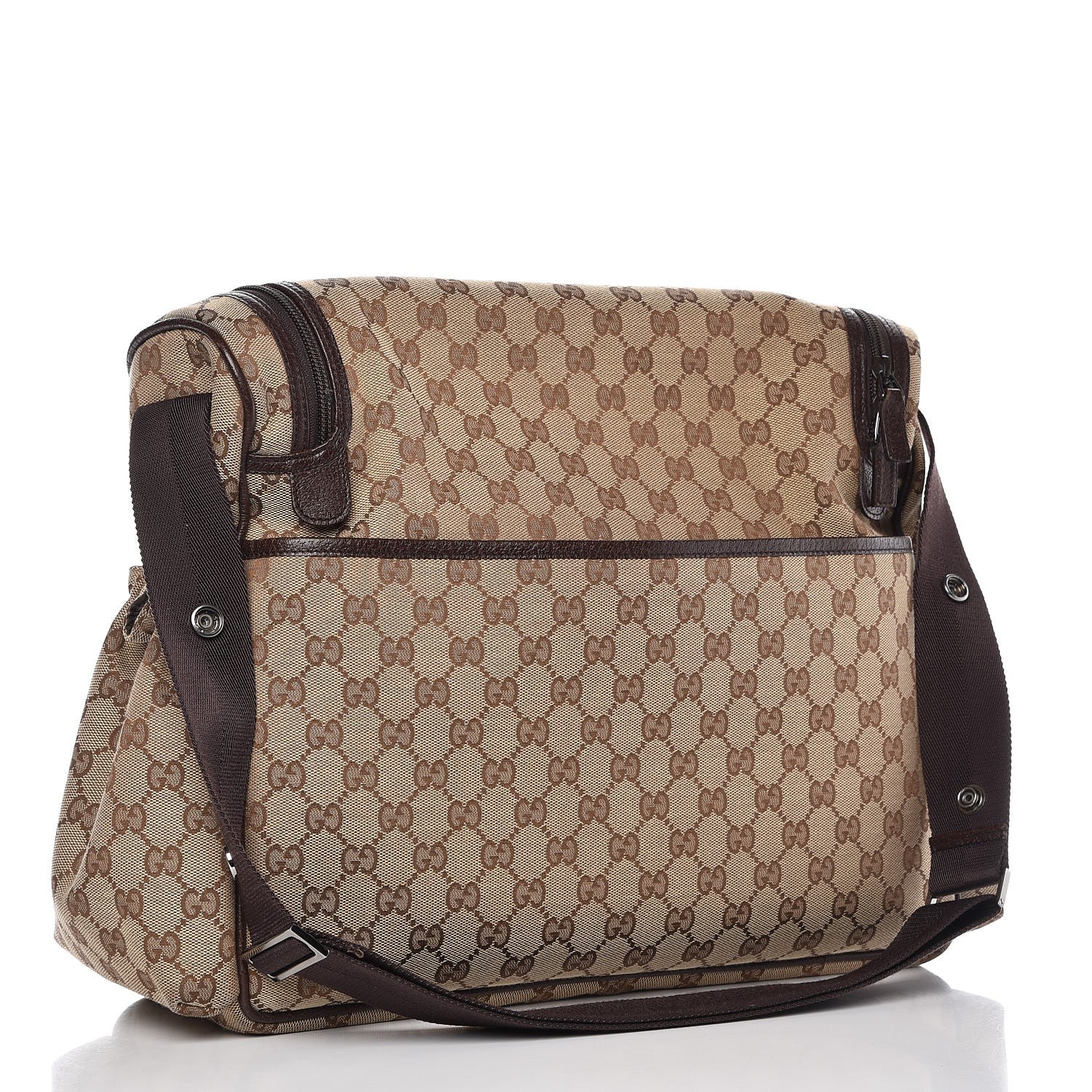 Gucci Monogram Natural Pigskin Large Diaper Bag Beige Ebony Cocoa Dark Chocolate 3 of 10