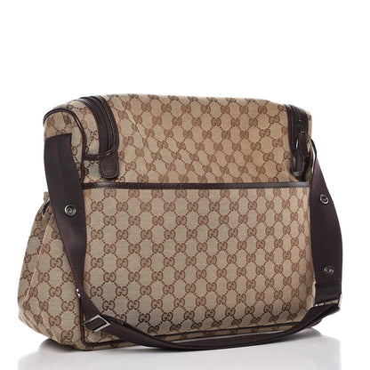 Gucci Monogram Natural Pigskin Large Diaper Bag Beige Ebony Cocoa Dark Chocolate 3 of 10