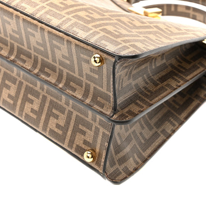 Fendi Glazed Fabric Vitello FF 1974 Hairdo Girls Inlay Medium Peekaboo Iconic Satchel Mogano Panna Multicolor 9 of 9