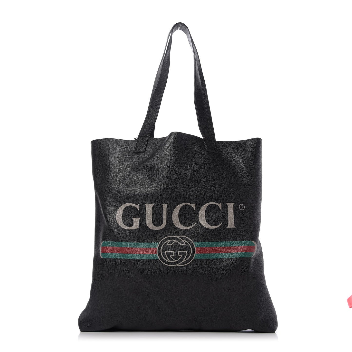 Calfskin Mens Logo Vertical Shopping Tote Black
