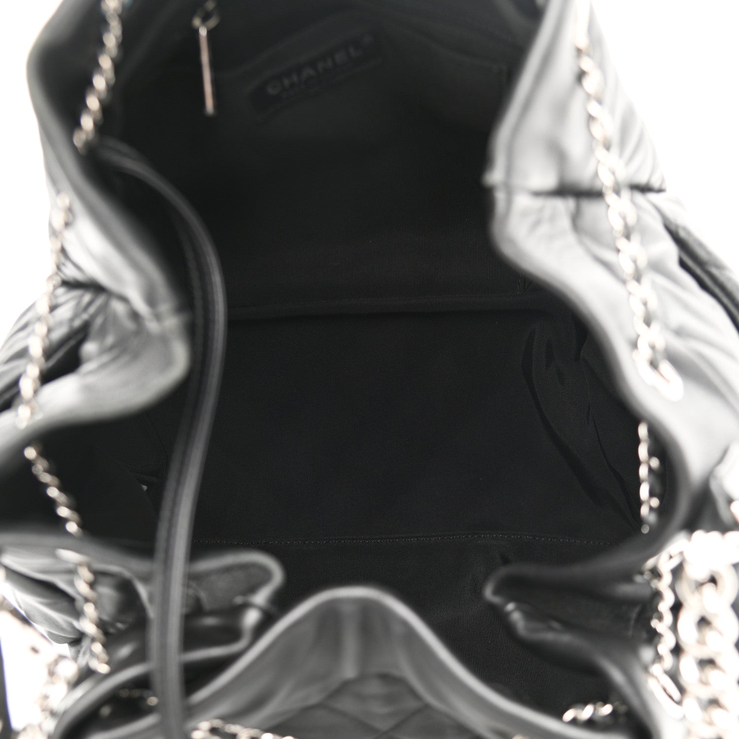 Chanel Lambskin Quilted CC Chain Bucket Bag Black 5 of 16