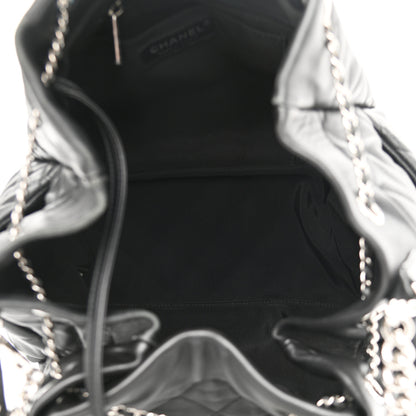 Chanel Lambskin Quilted CC Chain Bucket Bag Black 5 of 16