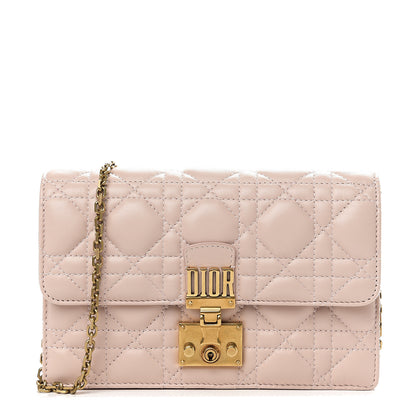 Christian Dior Lambskin Cannage Dioraddict Wallet on Chain Clutch Rose Poudre 1 of 10