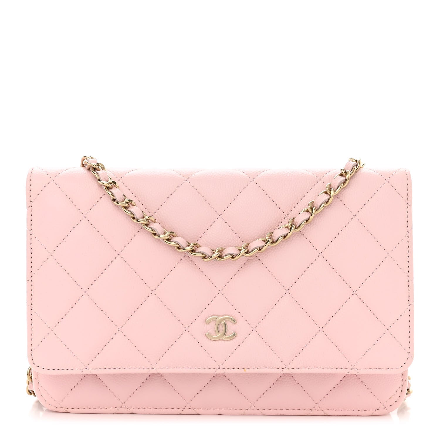 Chanel Caviar Quilted Wallet on Chain WOC Light Pink 1 of 12