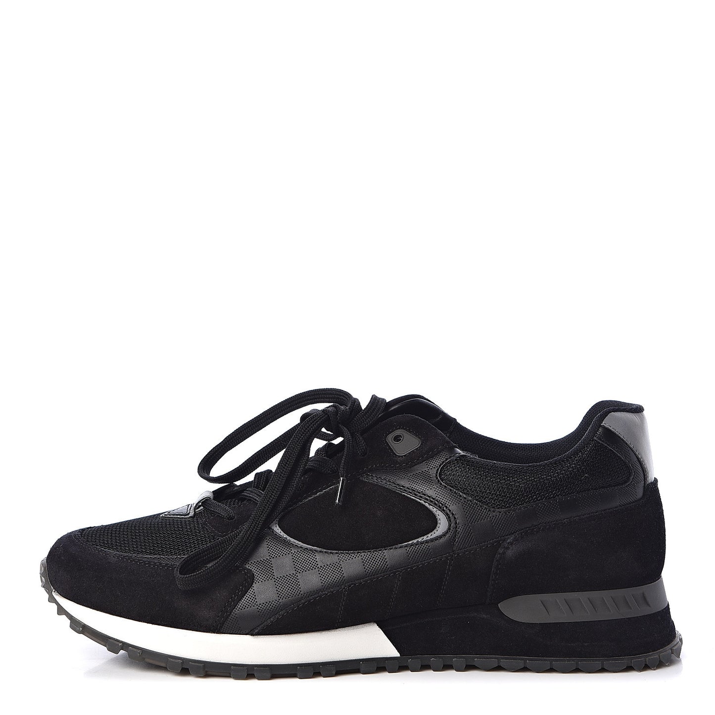 Suede Damier Infini Run Away Sneakers 6.5 Black