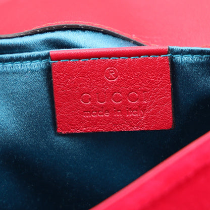 Gucci Velvet Matelasse Mini GG Marmont Shoulder Bag  Hibiscus Red 6 of 10