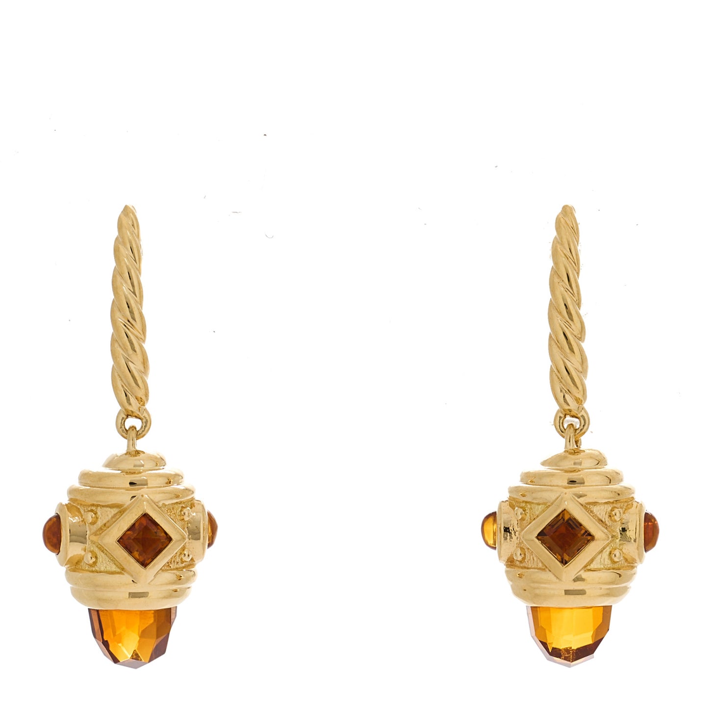 18K Yellow Gold Citrine Renaissance Drop Earrings
