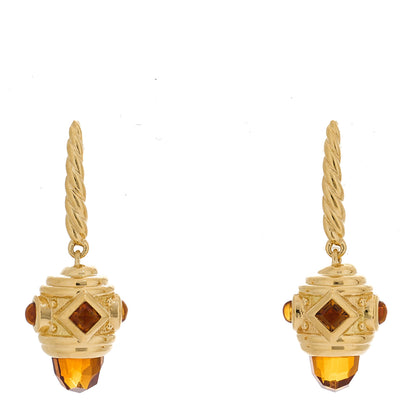 David Yurman 18K Yellow Gold Citrine Renaissance Drop Earrings 1 of 4