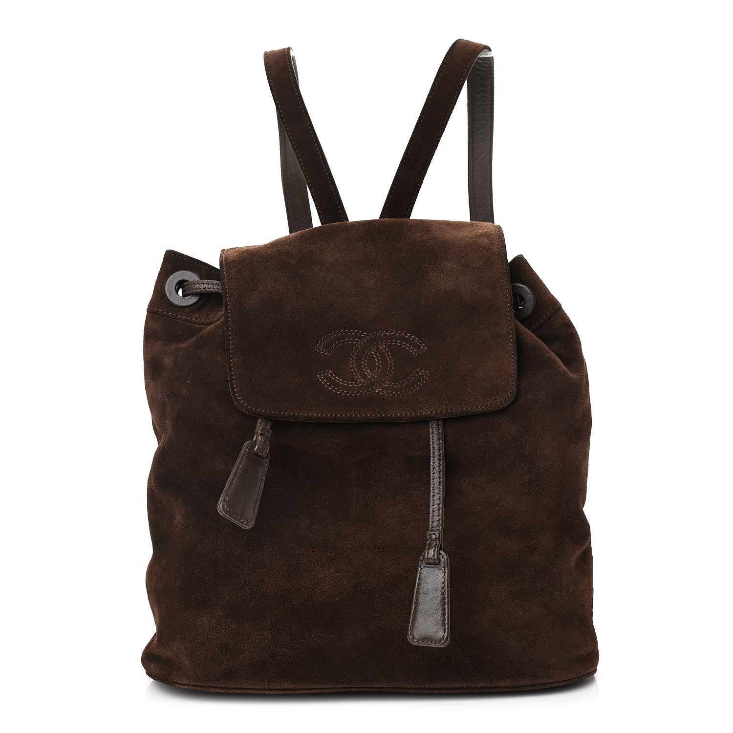 Chanel Suede CC Drawstring Backpack Brown 1 of 9