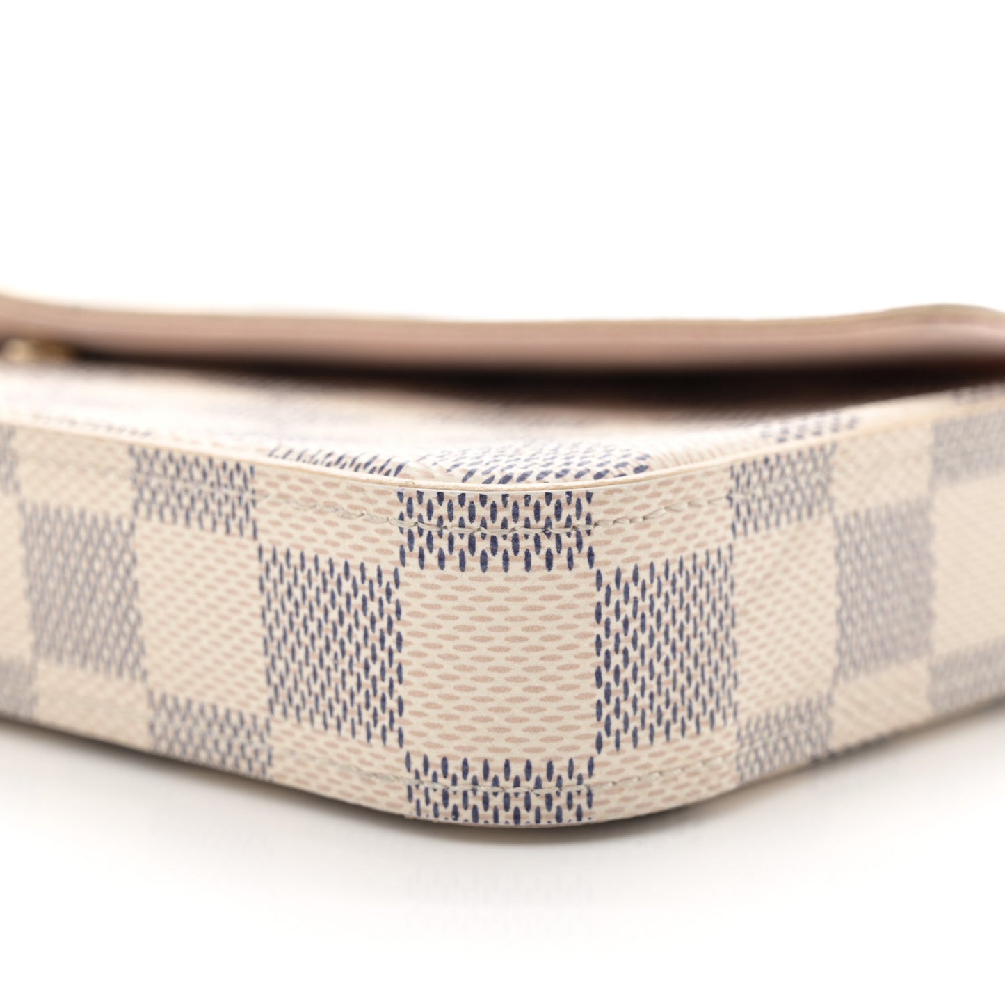 Damier Azur Pochette Felicie Chain Wallet Rose Ballerine