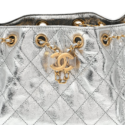 Chanel Metallic Aged Calfskin Quilted Mini Chanel 25 Handbag Silver 8 of 11