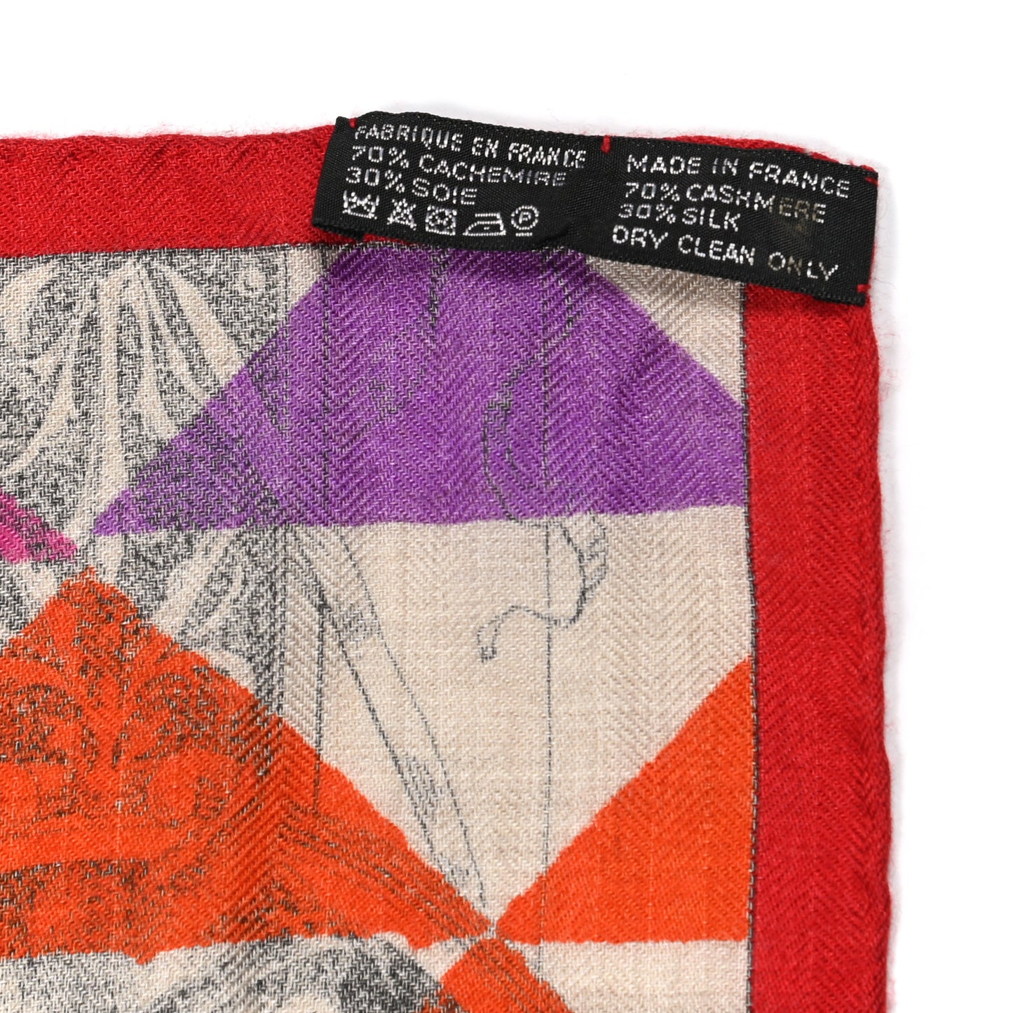 Cashmere Silk Manufacture de Boucleries Shawl 140 Fuchsia Turquoise Orange