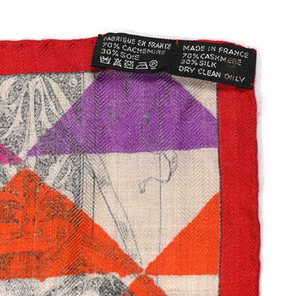 Hermes Cashmere Silk Manufacture de Boucleries Shawl 140 Fuchsia Turquoise Orange 3 of 6