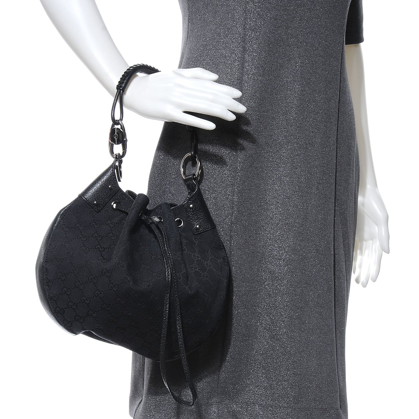 Monogram Drawstring Hobo Black