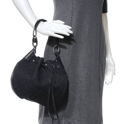 Gucci Monogram Drawstring Hobo Black 2 of 7