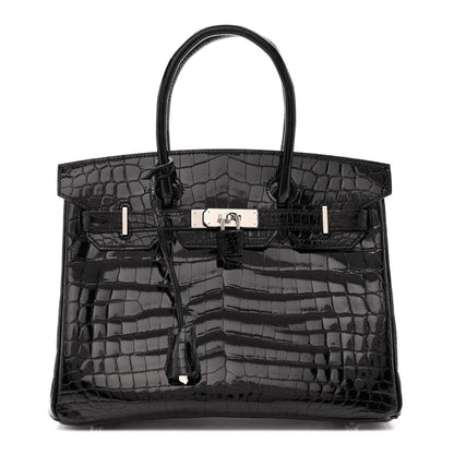 Hermes Shiny Niloticus Crocodile Birkin 30 Black 1 of 13