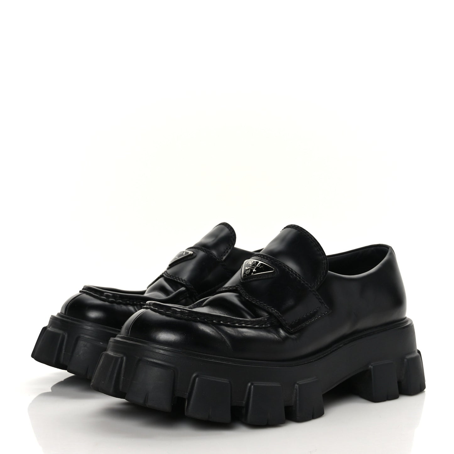 Spazzolato Rois Metal Triangle Logo Mens Monolith 60mm Loafers 8 Black