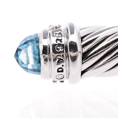 David Yurman Sterling Silver Diamond Blue Topaz 5mm Cable Classics Bracelet 5 of 5