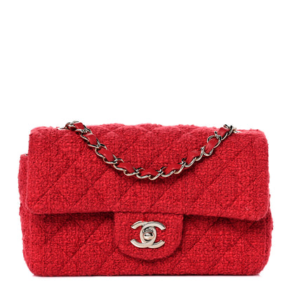 Chanel Tweed Quilted Mini Rectangular Flap Red 1 of 10