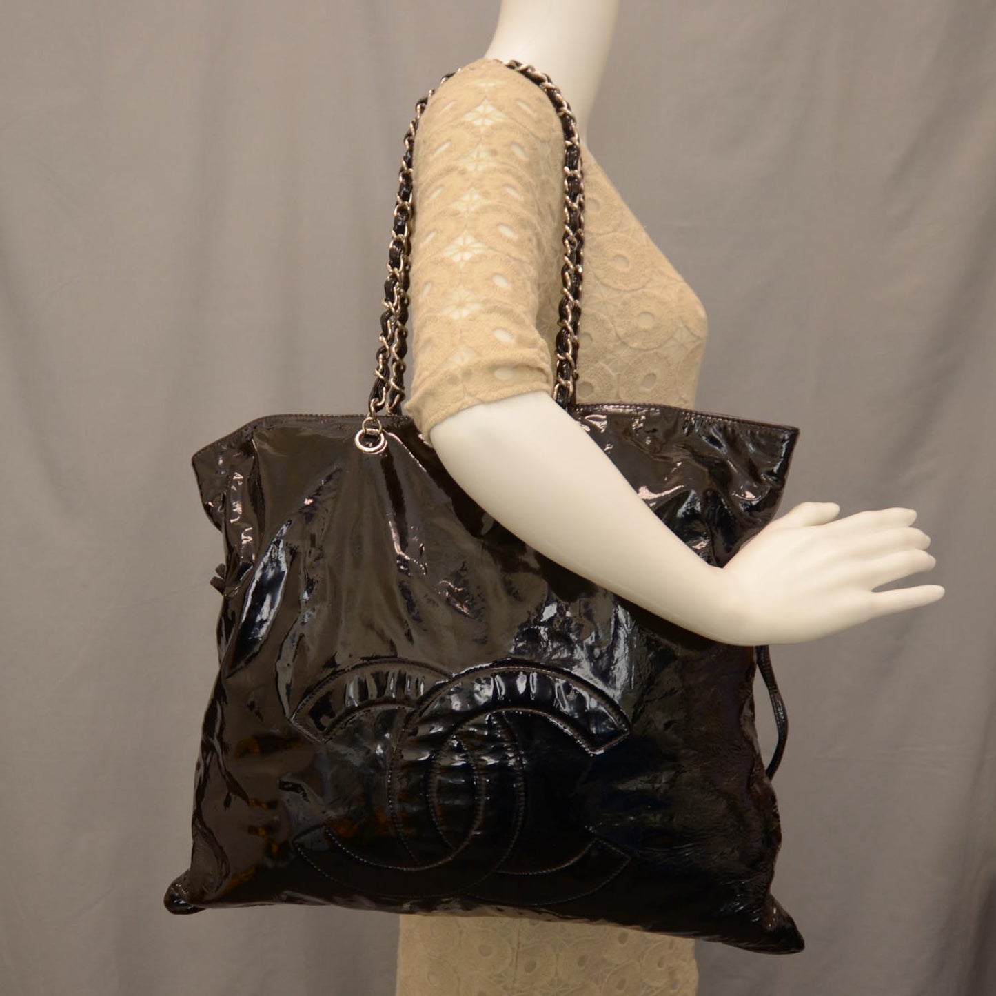 Patent Bonbons Shopper Tote Black