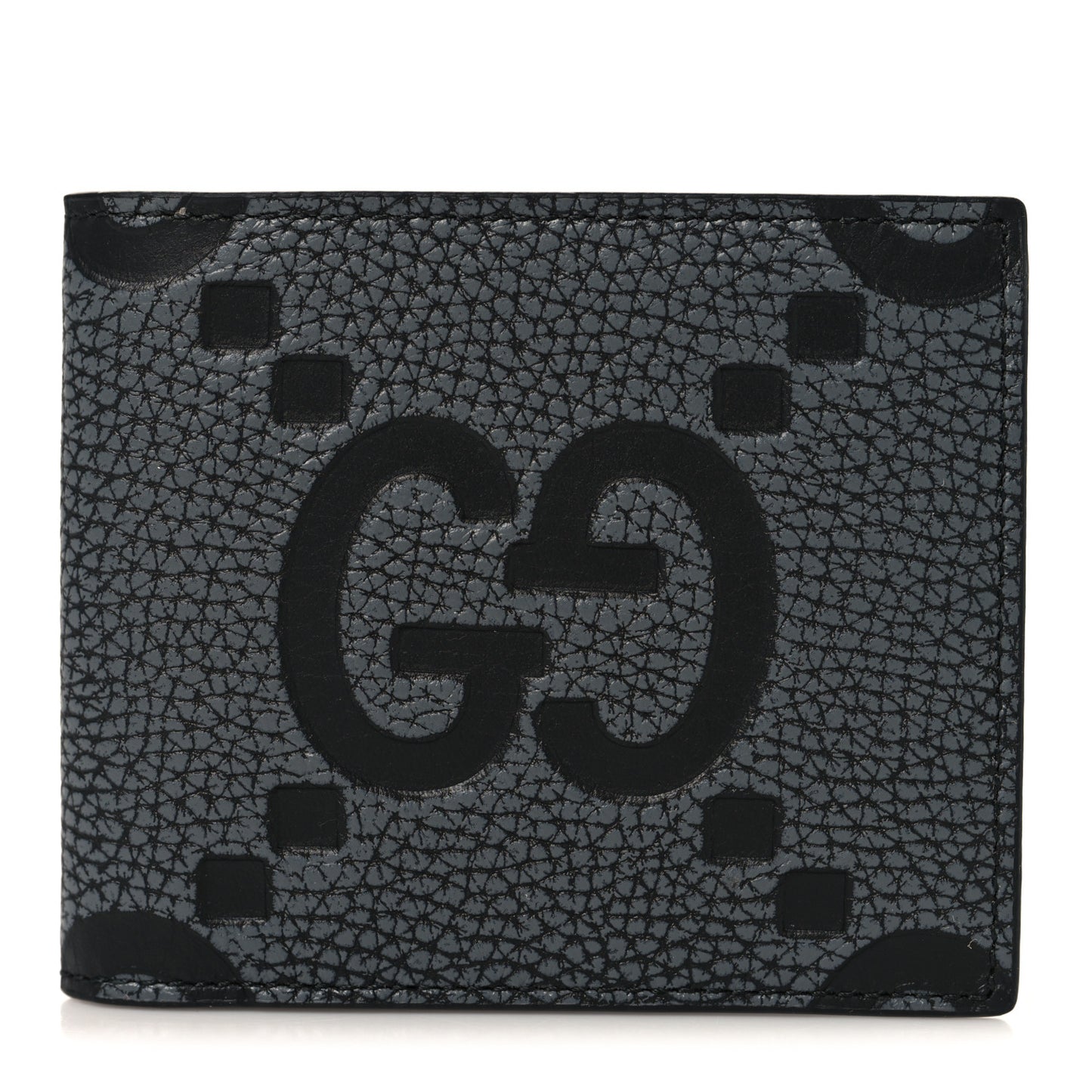 Piuma Calfskin Jumbo GG Embossed Wallet Dark Grey Black