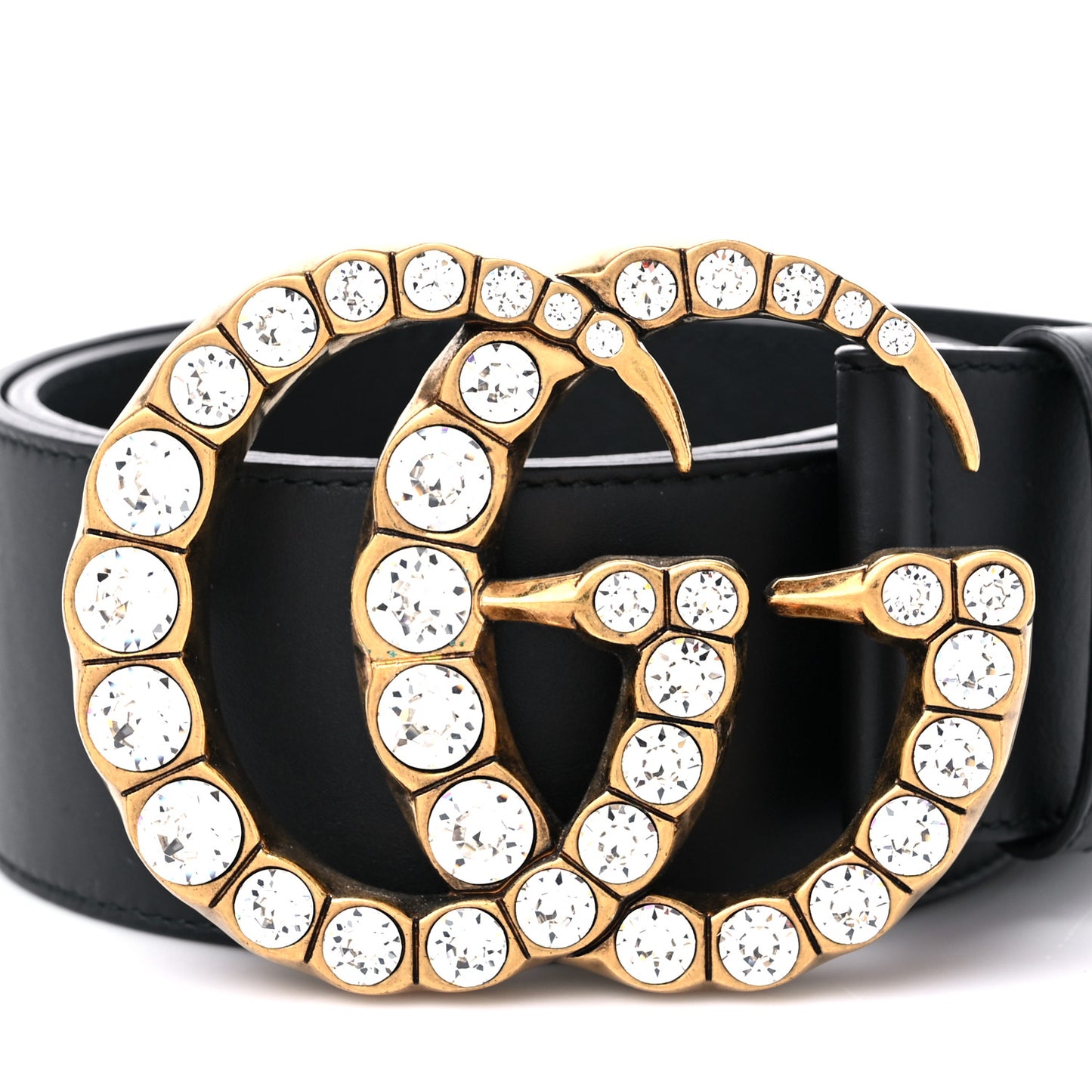 Calfskin Crystal Double G 55mm Belt 75 30 Black