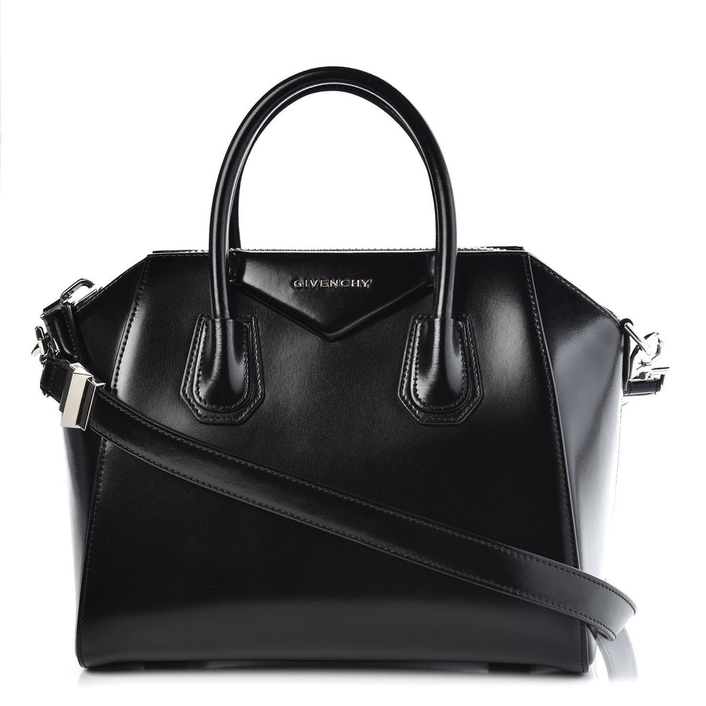 Shiny Lord Calfskin Small Antigona Black