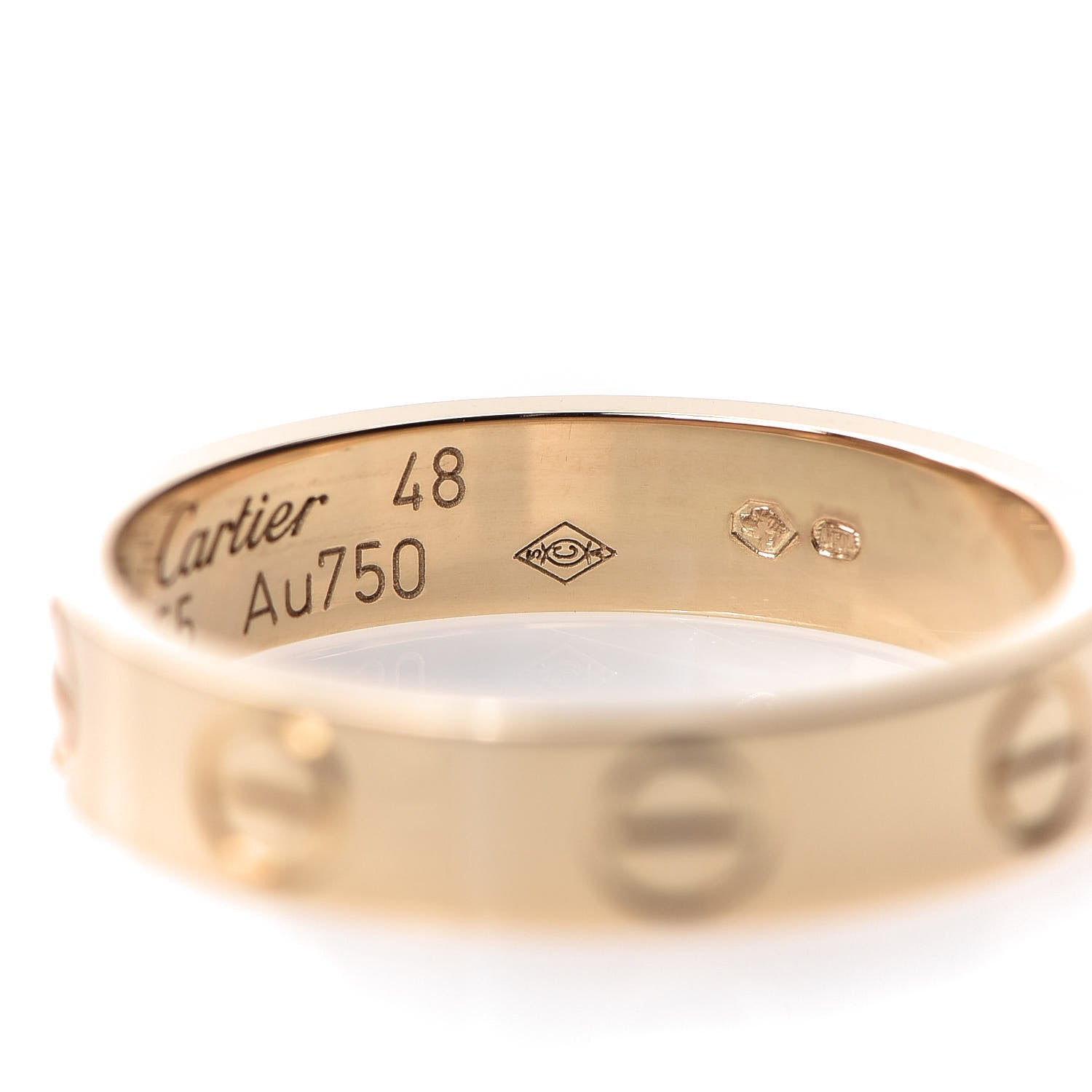 Cartier 18K Yellow Gold 3.5mm LOVE Wedding Band Ring 48 4.5 4 of 5