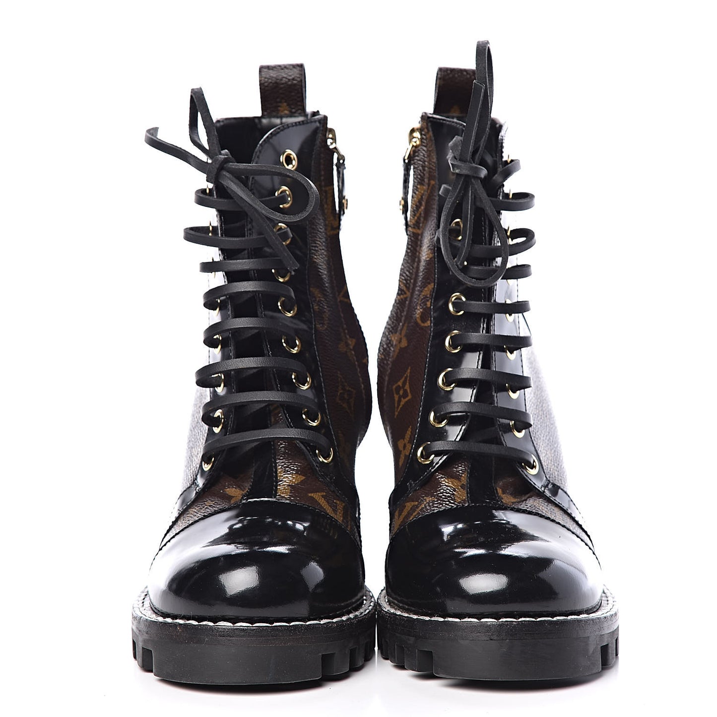Patent Calfskin Monogram Star Trail Ankle Boots 39 Black