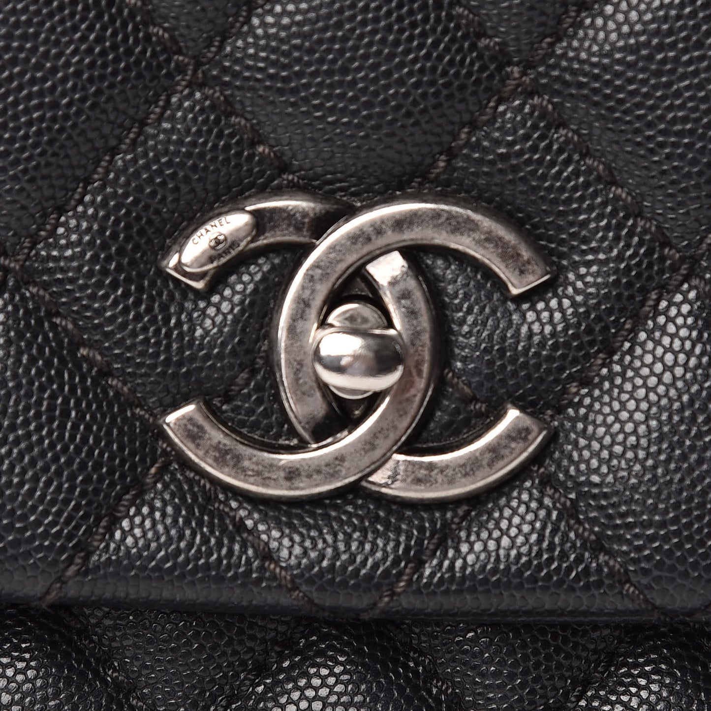 Caviar Quilted Medium Coco Handle Flap Black