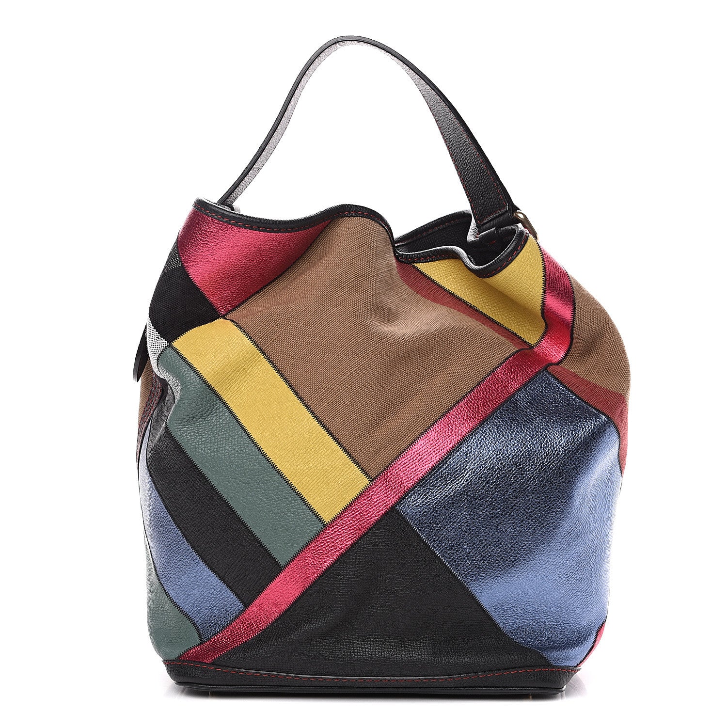 Burberry Canvas Calfskin Check Patchwork Medium Ashby Hobo Multicolor 1 of 10