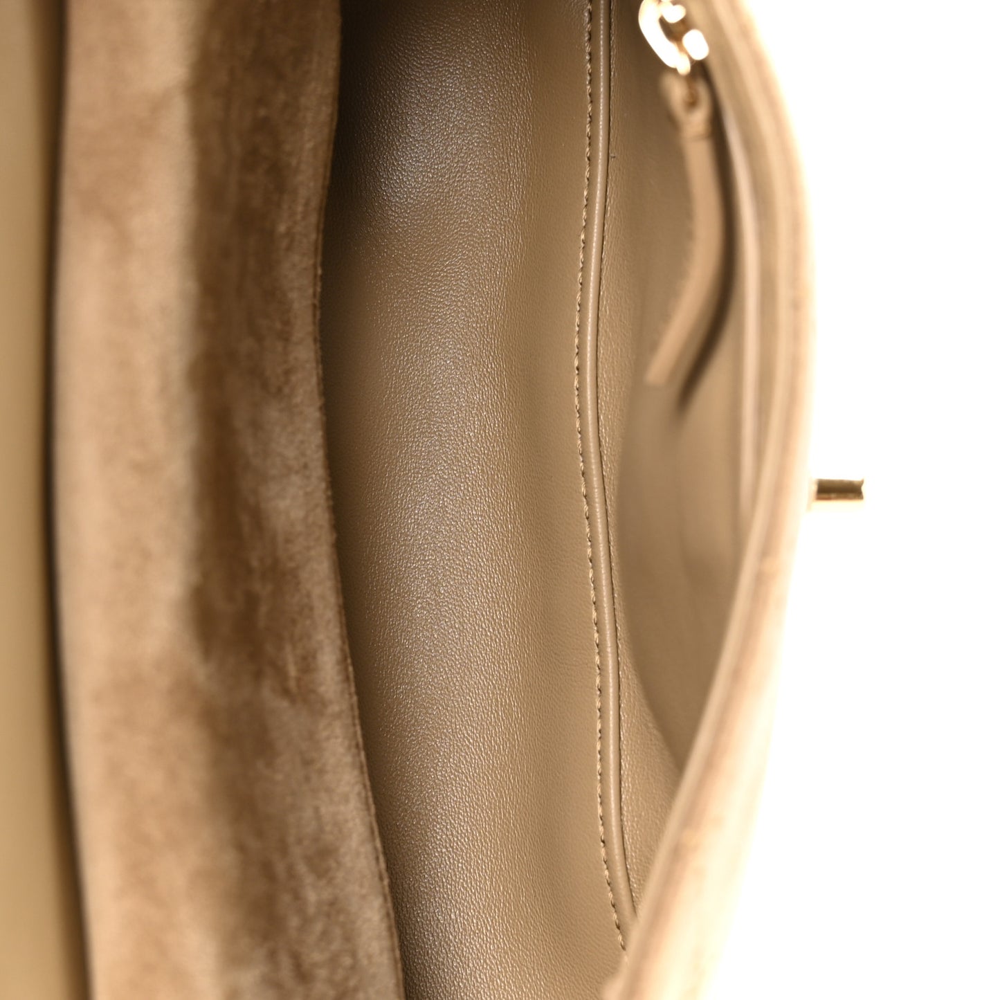Suede Calfskin Mini Souplissimo Flap Dark Beige